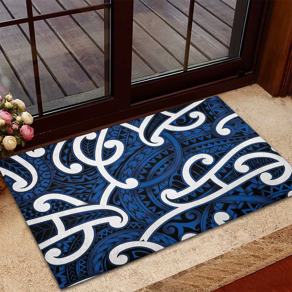 Aotearoa Maori Kowhaiwhai Rubber Doormat Kikorangi Puhoro and Patiki