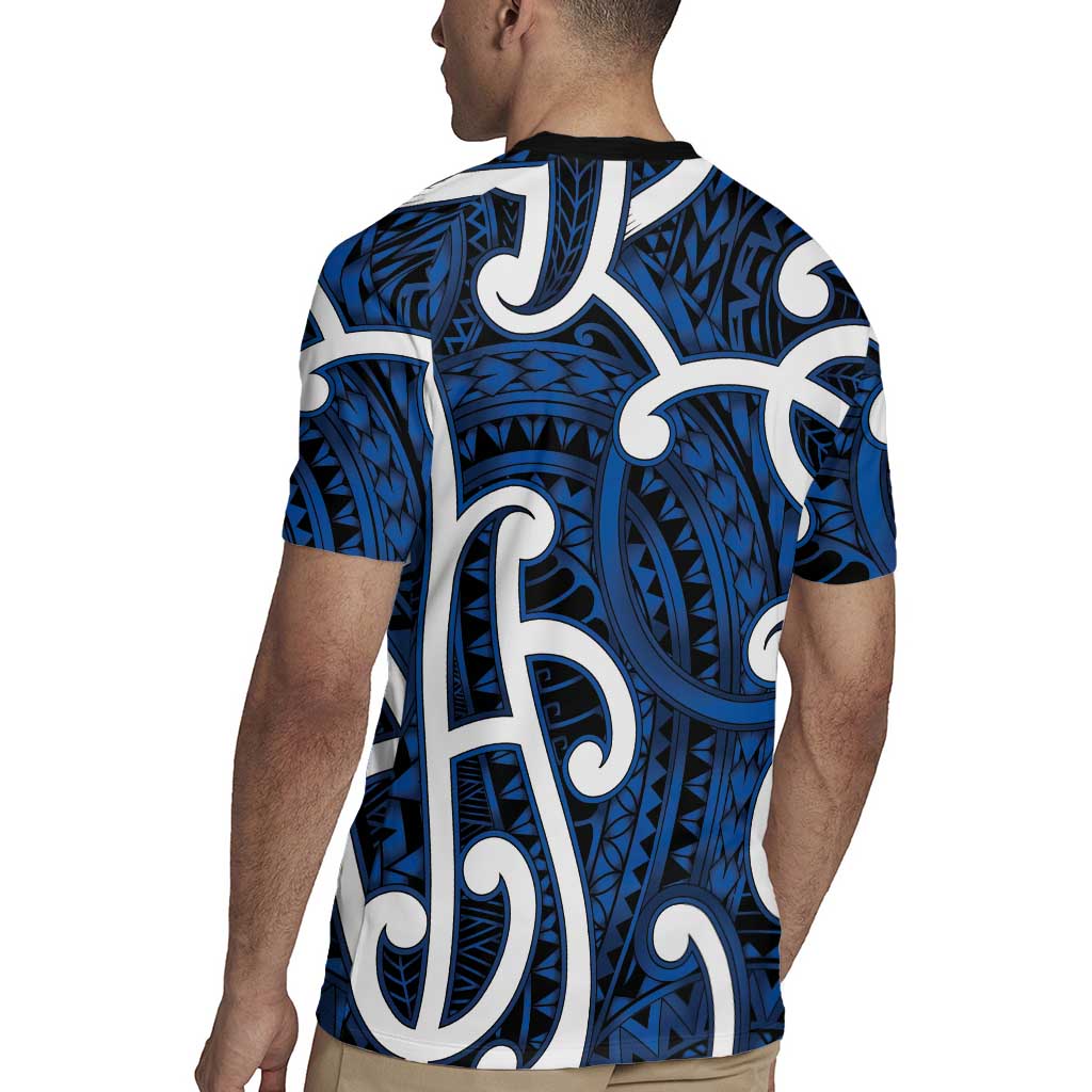 Aotearoa Maori Kowhaiwhai Rugby Jersey Kikorangi Puhoro and Patiki