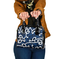 Aotearoa Maori Kowhaiwhai Shoulder Handbag Kikorangi Puhoro and Patiki