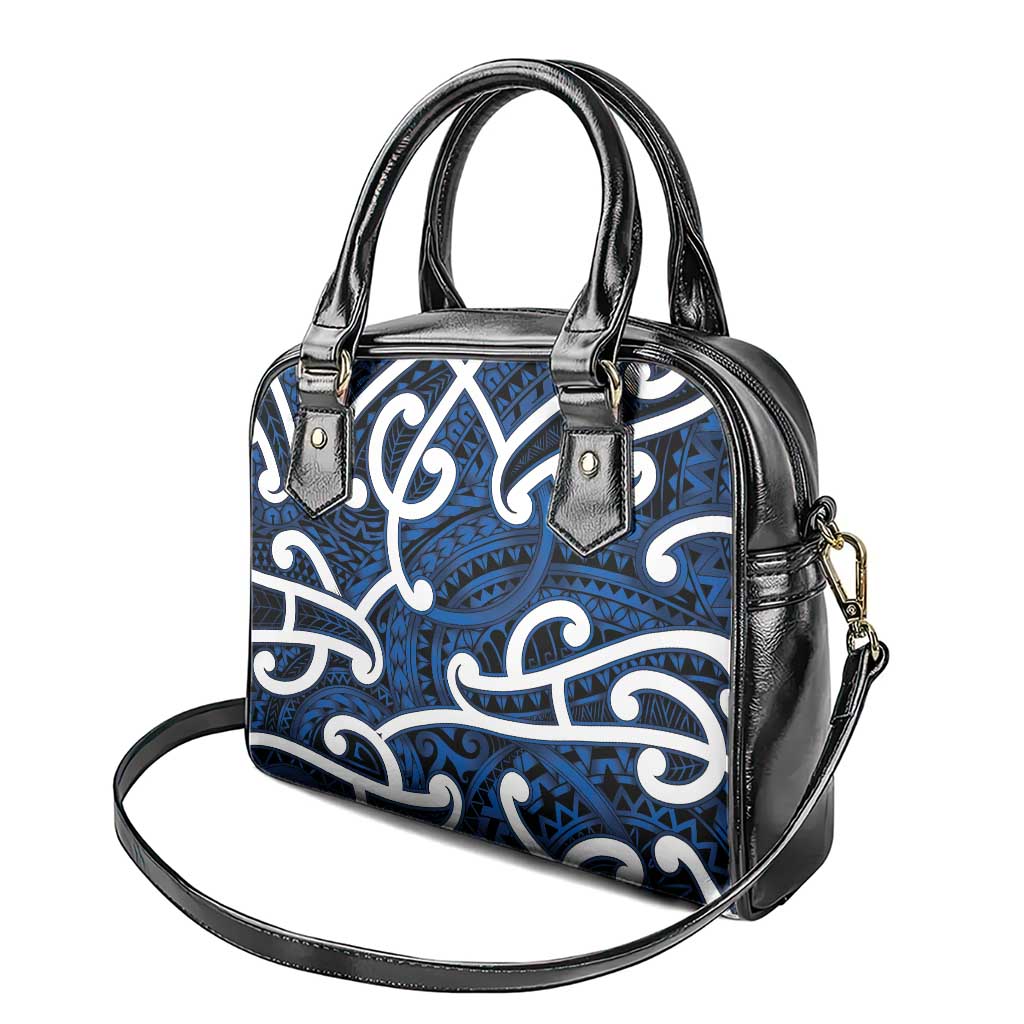 Aotearoa Maori Kowhaiwhai Shoulder Handbag Kikorangi Puhoro and Patiki