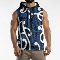 Aotearoa Maori Kowhaiwhai Sleeveless Zip Hoodie Kikorangi Puhoro and Patiki