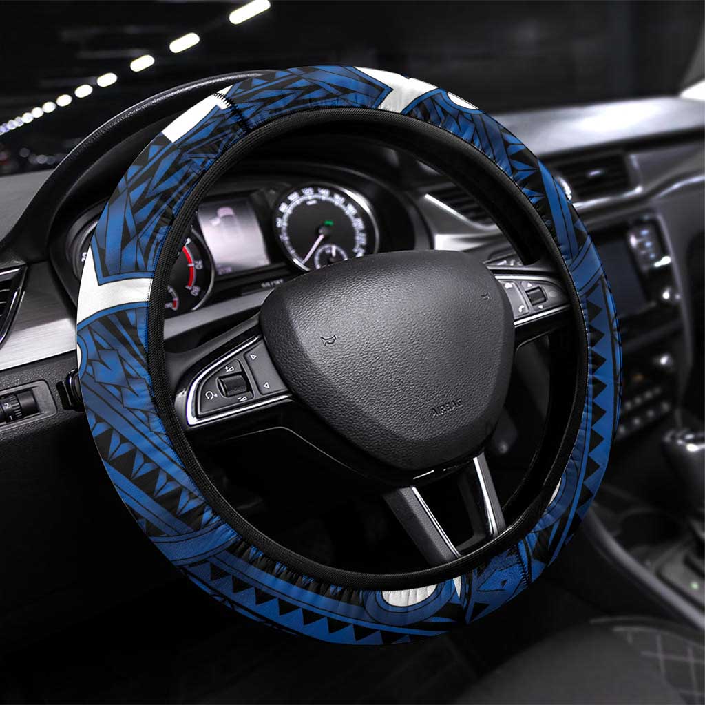 Aotearoa Maori Kowhaiwhai Steering Wheel Cover Kikorangi Puhoro and Patiki