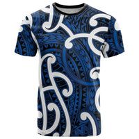 Aotearoa Maori Kowhaiwhai T Shirt Kikorangi Puhoro and Patiki
