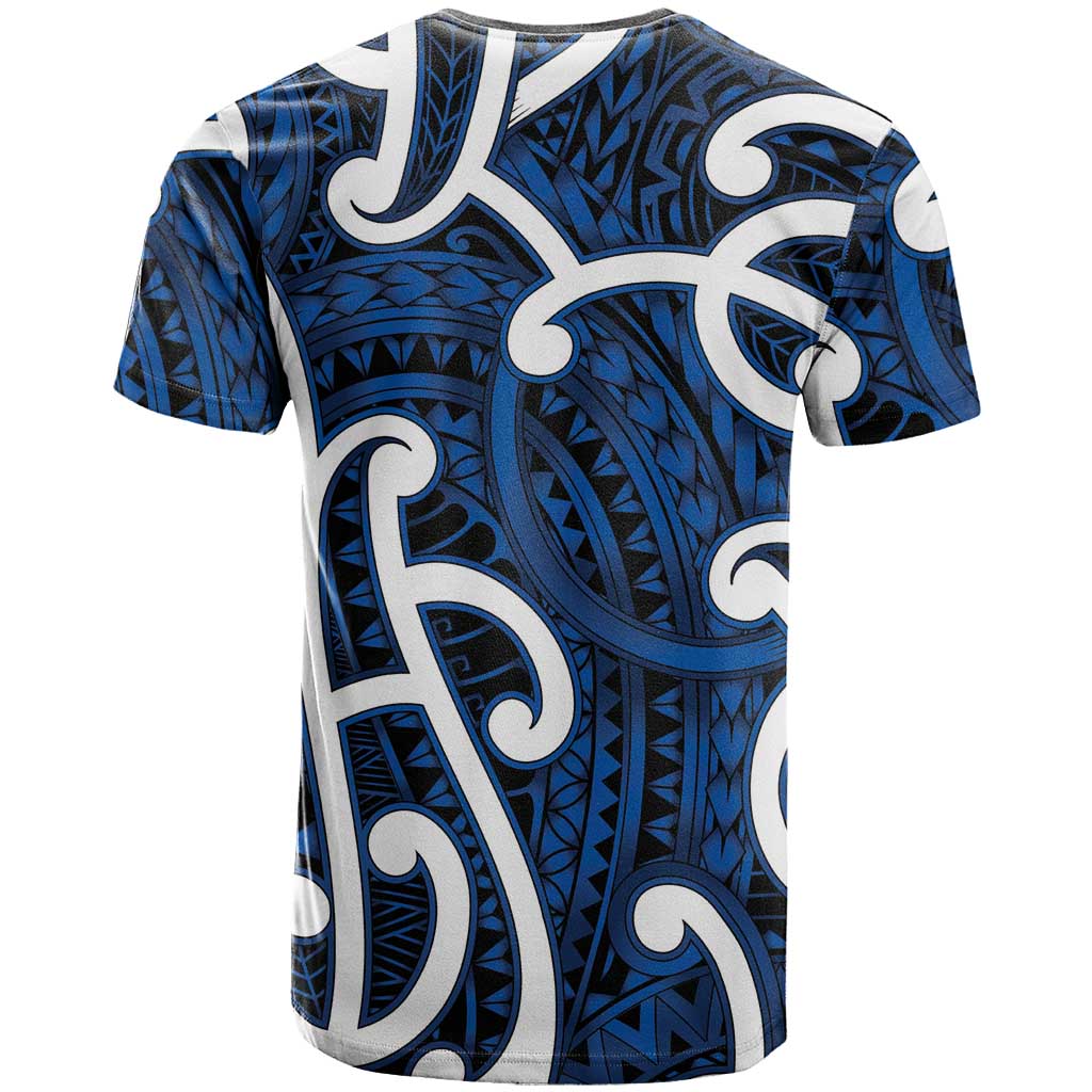 Aotearoa Maori Kowhaiwhai T Shirt Kikorangi Puhoro and Patiki