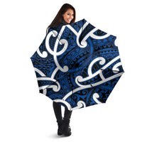 Aotearoa Maori Kowhaiwhai Umbrella Kikorangi Puhoro and Patiki
