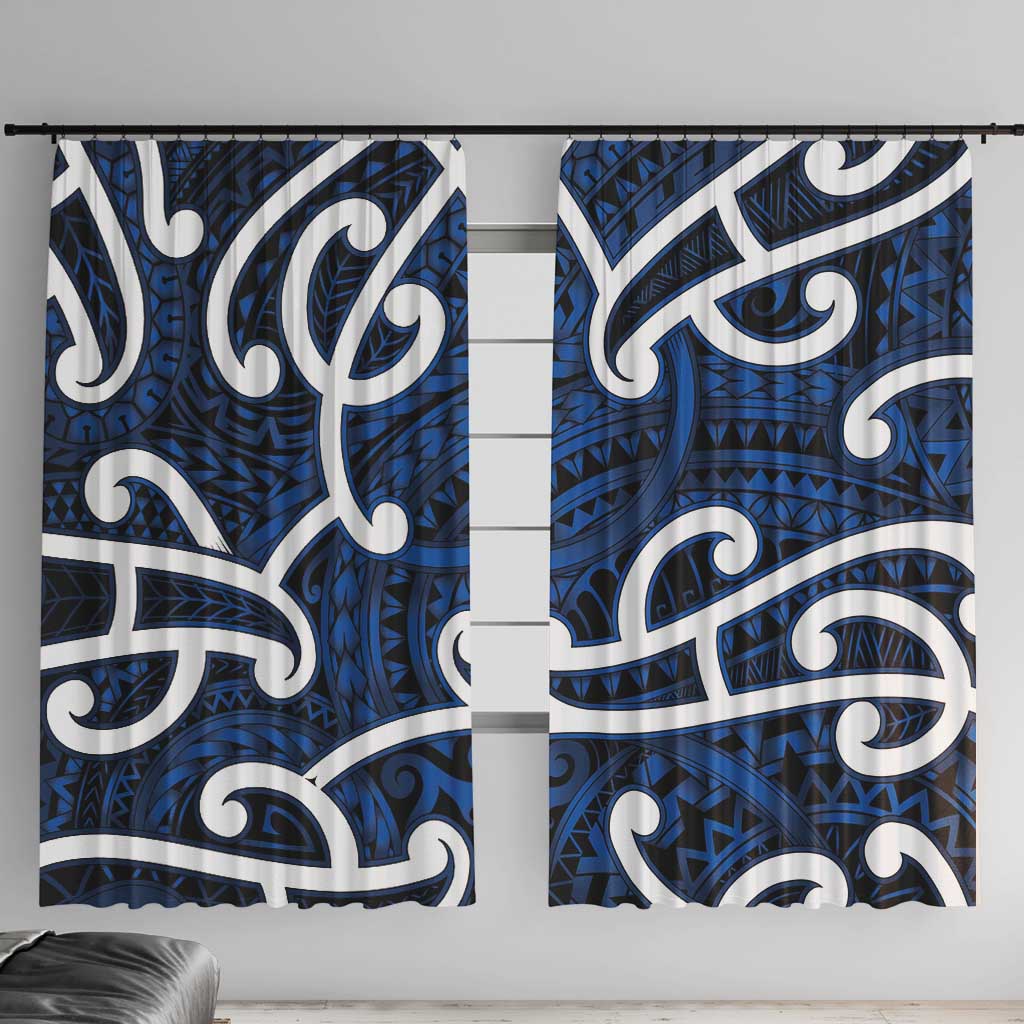 Aotearoa Maori Kowhaiwhai Window Curtain Kikorangi Puhoro and Patiki