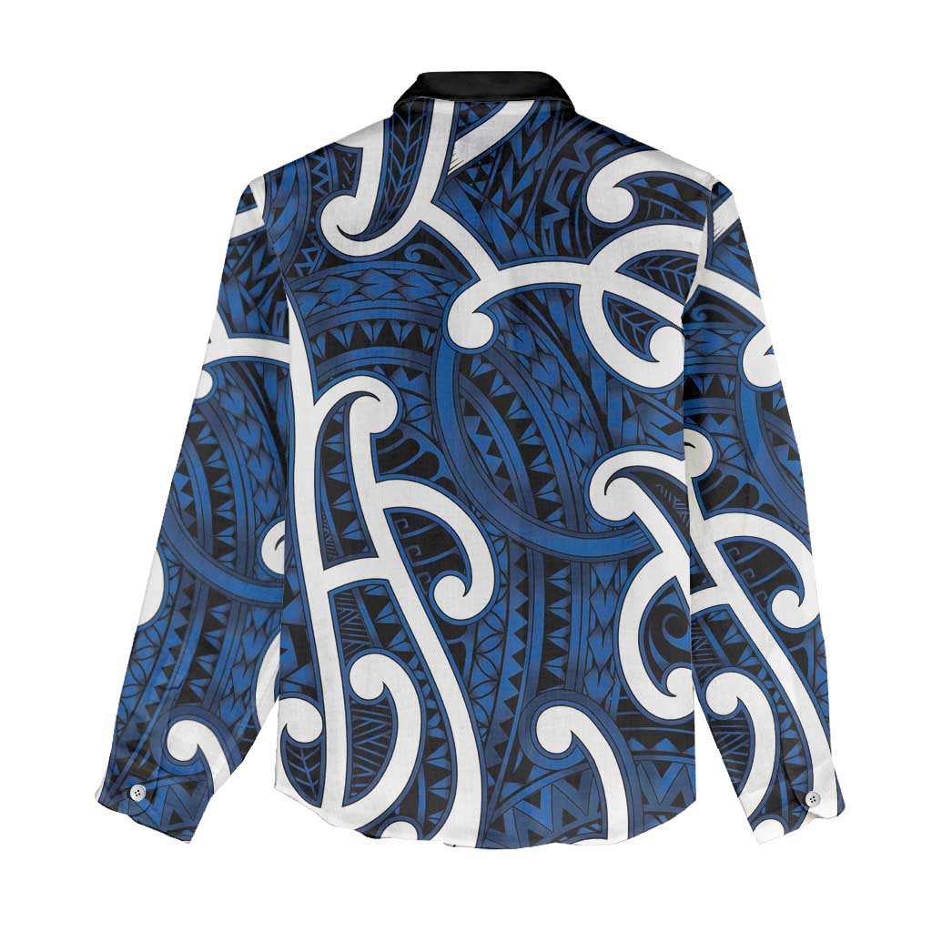 Aotearoa Maori Kowhaiwhai Women Casual Shirt Kikorangi Puhoro and Patiki LT9 - Polynesian Pride