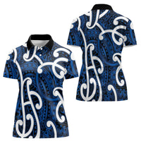 Aotearoa Maori Kowhaiwhai Women Polo Shirt Kikorangi Puhoro and Patiki LT9 - Polynesian Pride