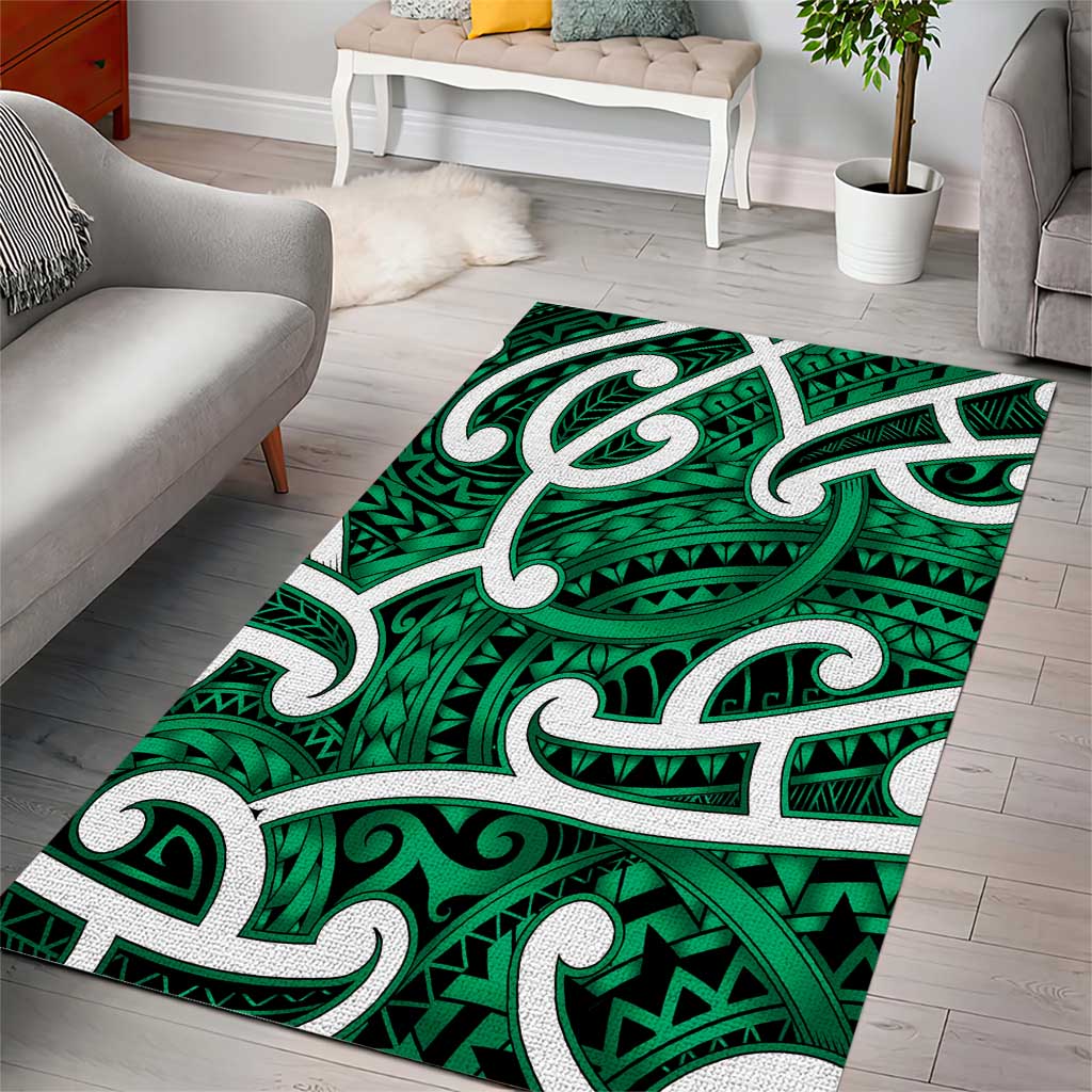 Aotearoa Maori Kowhaiwhai Area Rug Kakariki Puhoro and Patiki