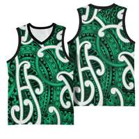 Aotearoa Maori Kowhaiwhai Basketball Jersey Kakariki Puhoro and Patiki LT9 - Polynesian Pride