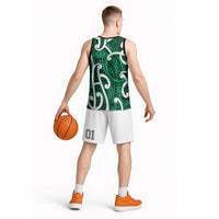 Aotearoa Maori Kowhaiwhai Basketball Jersey Kakariki Puhoro and Patiki LT9 - Polynesian Pride