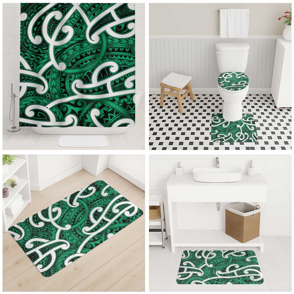 Aotearoa Maori Kowhaiwhai Bathroom Set Kakariki Puhoro and Patiki