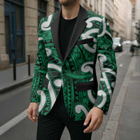 Aotearoa Maori Kowhaiwhai Blazer Kakariki Puhoro and Patiki