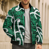 Aotearoa Maori Kowhaiwhai Bomber Puffer Jacket Kakariki Puhoro and Patiki
