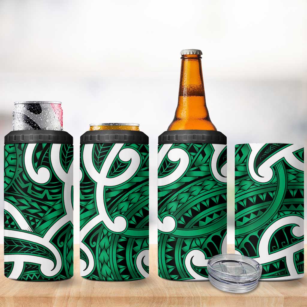 Aotearoa Maori Kowhaiwhai 4 in 1 Can Cooler Tumbler Kakariki Puhoro and Patiki