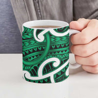 Aotearoa Maori Kowhaiwhai Ceramic Mug Kakariki Puhoro and Patiki