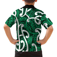 Aotearoa Maori Kowhaiwhai Family Matching Off Shoulder Maxi Dress and Hawaiian Shirt Kakariki Puhoro and Patiki LT9 - Polynesian Pride