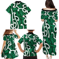 Aotearoa Maori Kowhaiwhai Family Matching Puletasi and Hawaiian Shirt Kakariki Puhoro and Patiki LT9 - Polynesian Pride