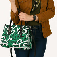 Aotearoa Maori Kowhaiwhai Leather Bag Kakariki Puhoro and Patiki