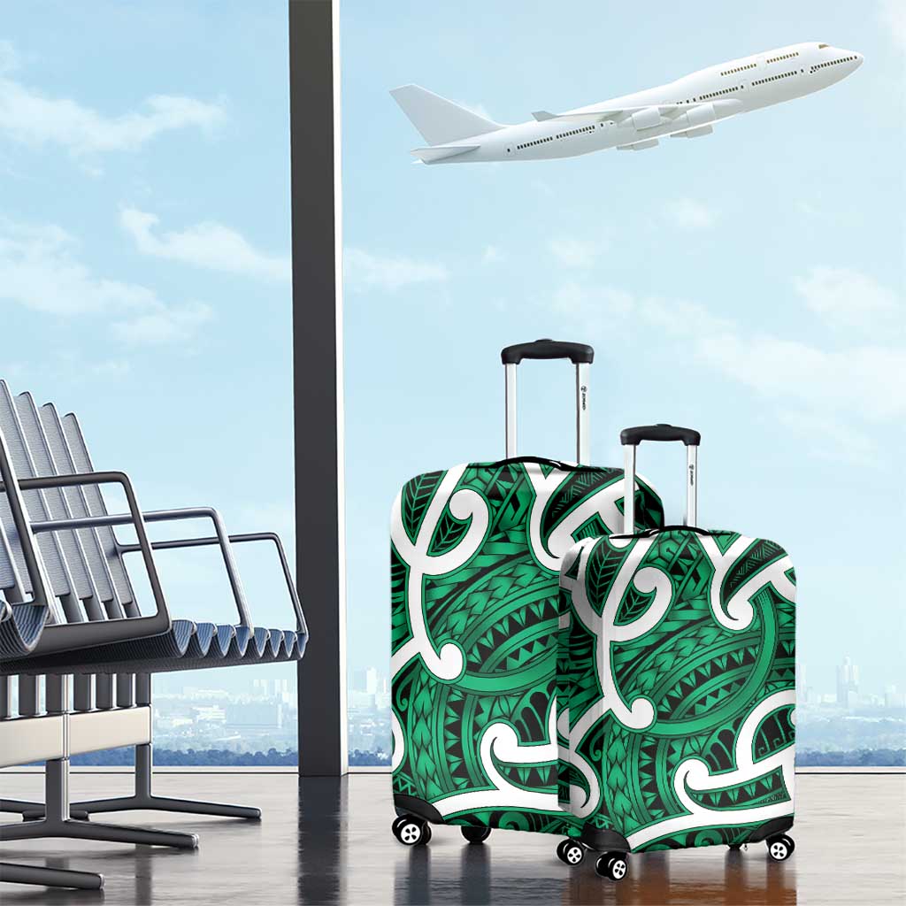 Aotearoa Maori Kowhaiwhai Luggage Cover Kakariki Puhoro and Patiki