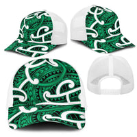 Aotearoa Maori Kowhaiwhai Mesh Trucker Cap Kakariki Puhoro and Patiki