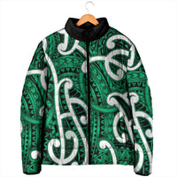 Aotearoa Maori Kowhaiwhai Padded Jacket Kakariki Puhoro and Patiki