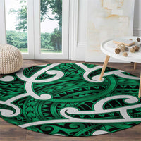 Aotearoa Maori Kowhaiwhai Round Carpet Kakariki Puhoro and Patiki