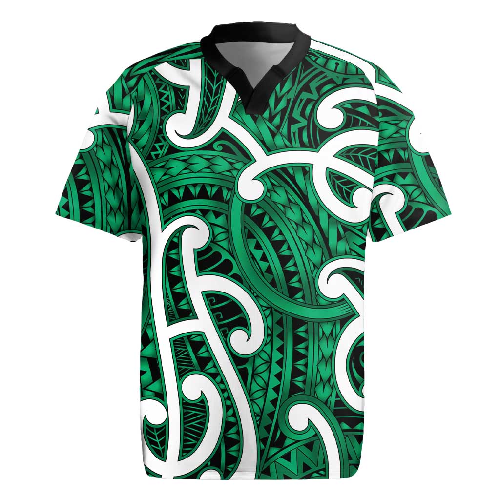 Aotearoa Maori Kowhaiwhai Rugby Jersey Kakariki Puhoro and Patiki