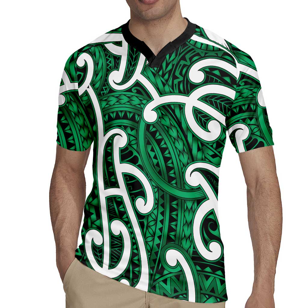 Aotearoa Maori Kowhaiwhai Rugby Jersey Kakariki Puhoro and Patiki