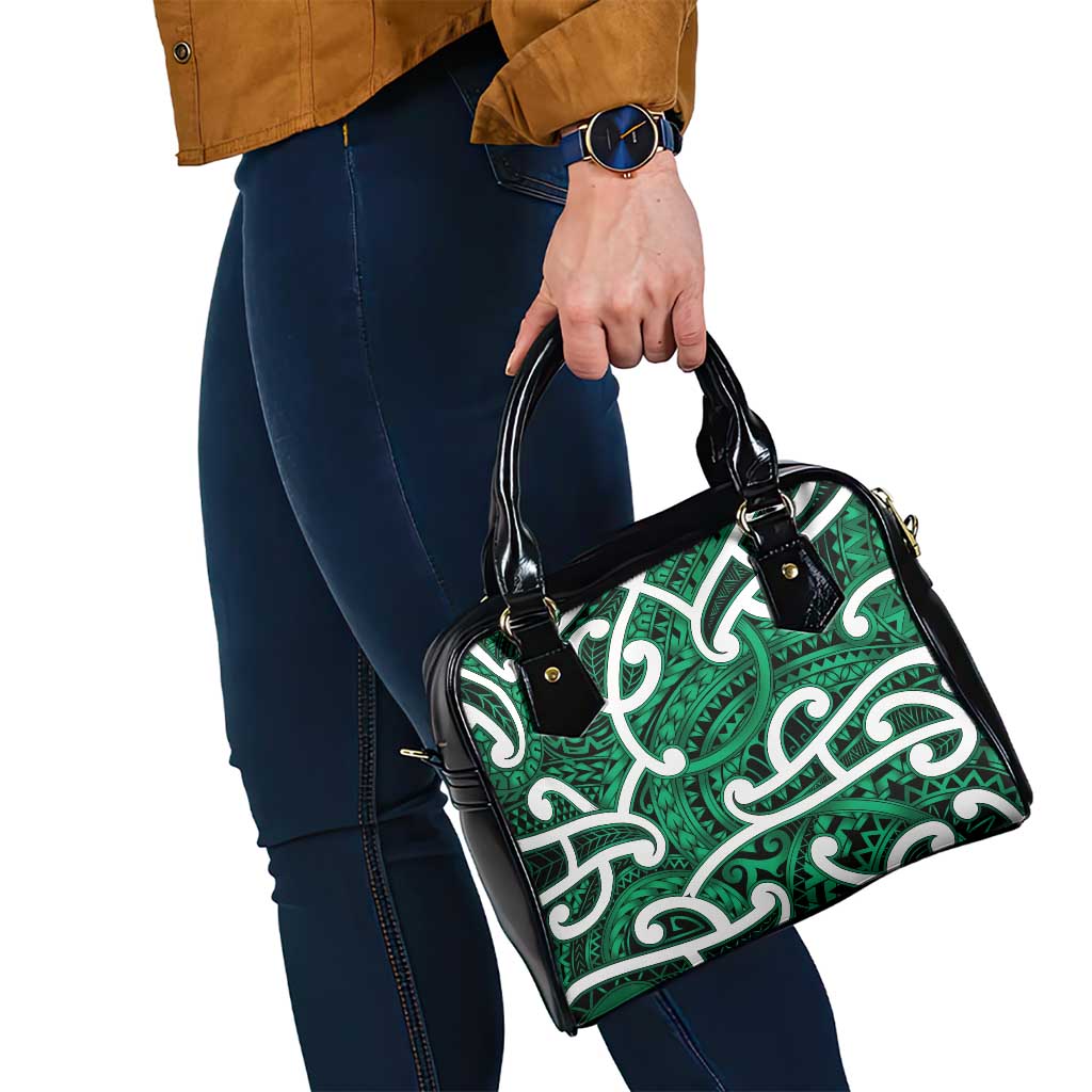 Aotearoa Maori Kowhaiwhai Shoulder Handbag Kakariki Puhoro and Patiki