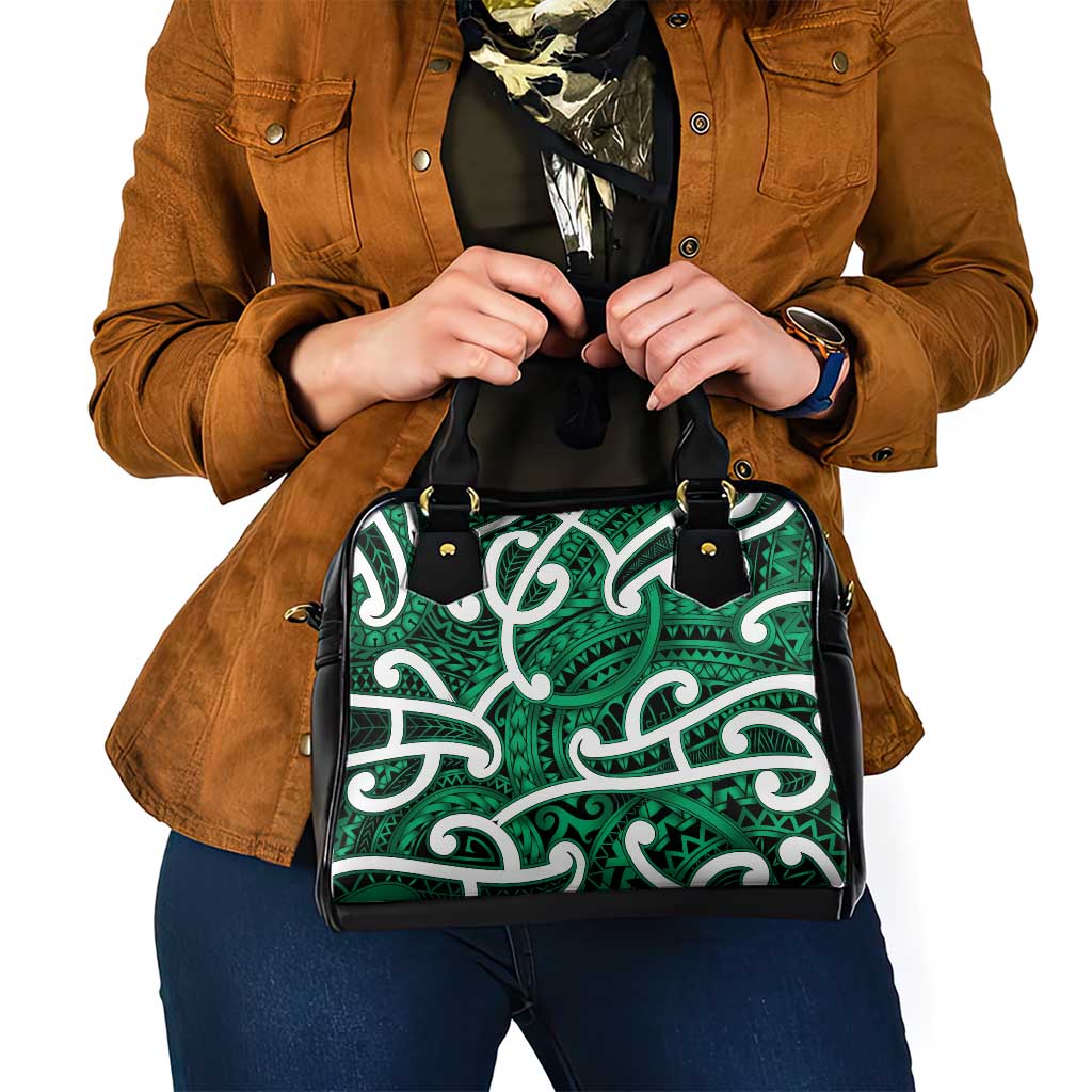 Aotearoa Maori Kowhaiwhai Shoulder Handbag Kakariki Puhoro and Patiki
