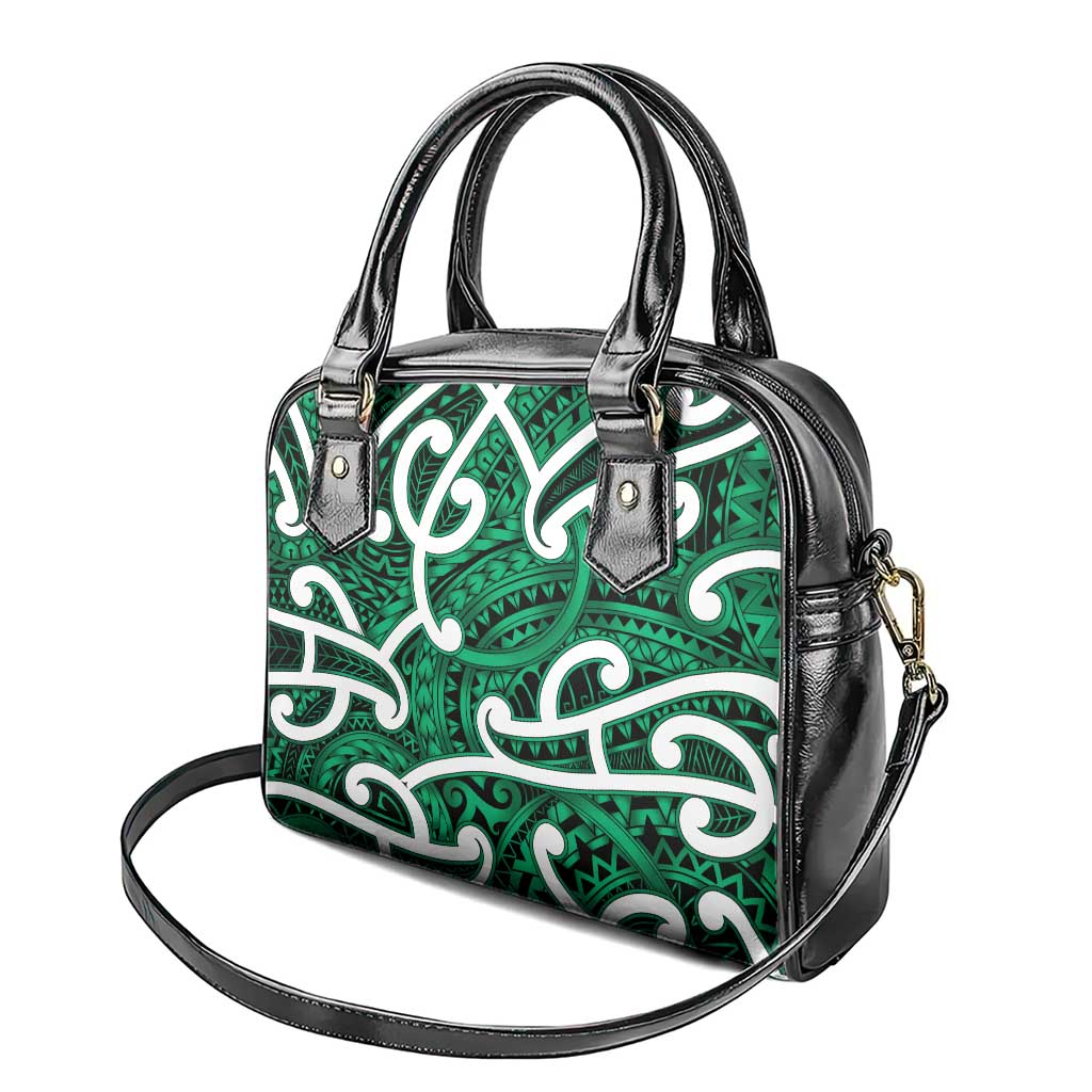Aotearoa Maori Kowhaiwhai Shoulder Handbag Kakariki Puhoro and Patiki