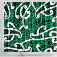 Aotearoa Maori Kowhaiwhai Shower Curtain Kakariki Puhoro and Patiki