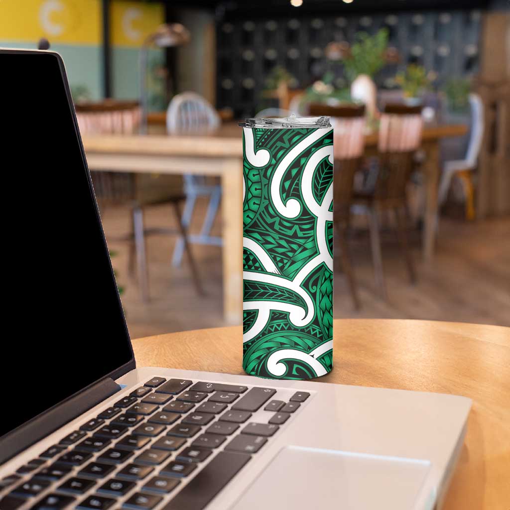 Aotearoa Maori Kowhaiwhai Skinny Tumbler Kakariki Puhoro and Patiki LT9 - Polynesian Pride