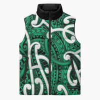 Aotearoa Maori Kowhaiwhai Sleeveless Puffer Jacket Kakariki Puhoro and Patiki