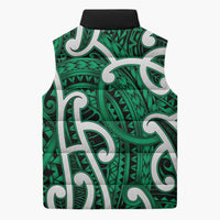 Aotearoa Maori Kowhaiwhai Sleeveless Puffer Jacket Kakariki Puhoro and Patiki