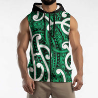 Aotearoa Maori Kowhaiwhai Sleeveless Zip Hoodie Kakariki Puhoro and Patiki
