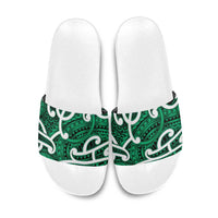Aotearoa Maori Kowhaiwhai Slide Sandals Kakariki Puhoro and Patiki