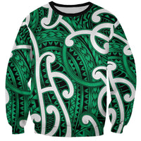 Aotearoa Maori Kowhaiwhai Sweatshirt Kakariki Puhoro and Patiki
