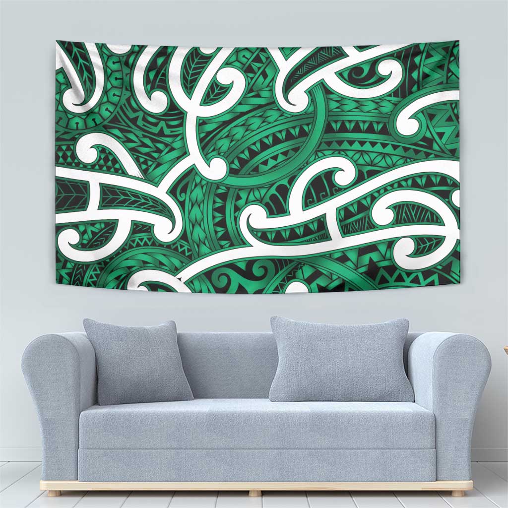 Aotearoa Maori Kowhaiwhai Tapestry Kakariki Puhoro and Patiki