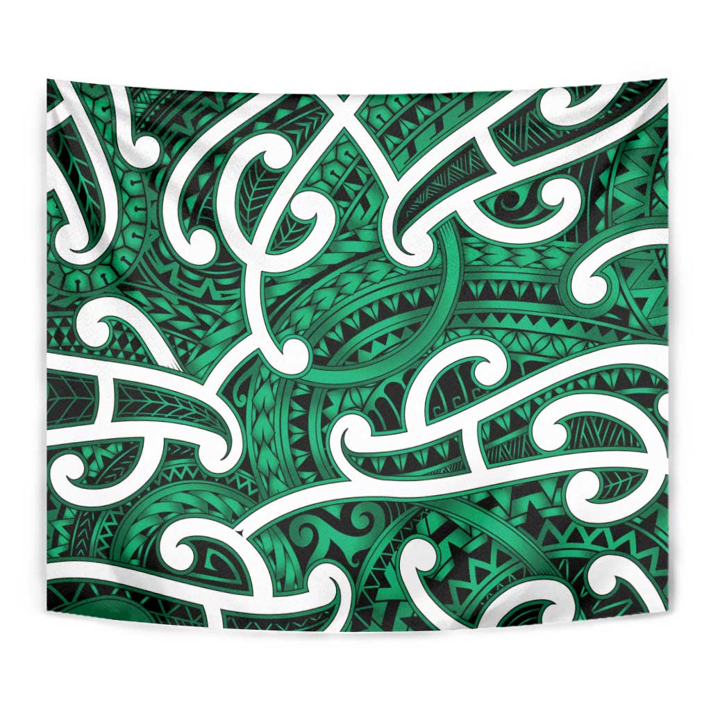 Aotearoa Maori Kowhaiwhai Tapestry Kakariki Puhoro and Patiki