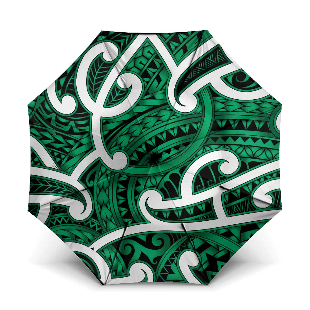 Aotearoa Maori Kowhaiwhai Umbrella Kakariki Puhoro and Patiki