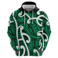 Aotearoa Maori Kowhaiwhai Zip Hoodie Kakariki Puhoro and Patiki