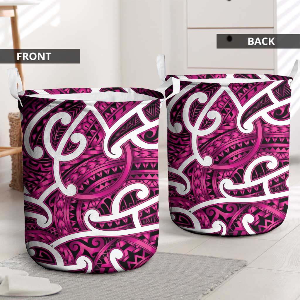 Aotearoa Maori Kowhaiwhai Laundry Basket Mawhero Puhoro and Patiki