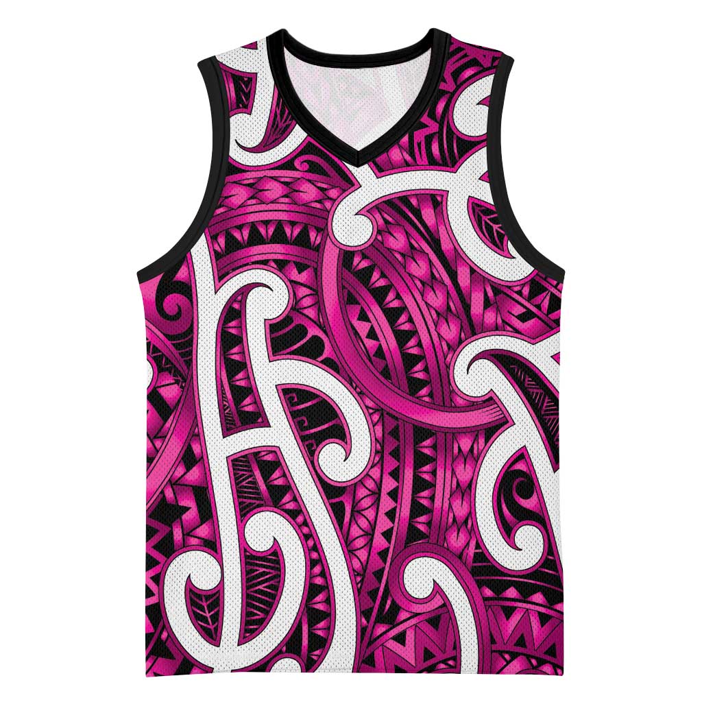Aotearoa Maori Kowhaiwhai Basketball Jersey Mawhero Puhoro and Patiki LT9 Unisex Pink - Polynesian Pride