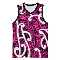 Aotearoa Maori Kowhaiwhai Basketball Jersey Mawhero Puhoro and Patiki LT9 Unisex Pink - Polynesian Pride