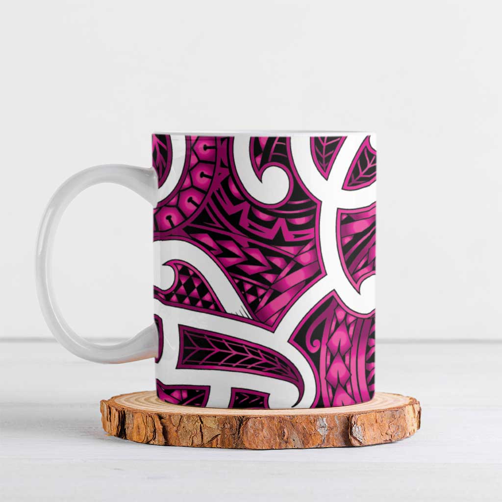 Aotearoa Maori Kowhaiwhai Ceramic Mug Mawhero Puhoro and Patiki