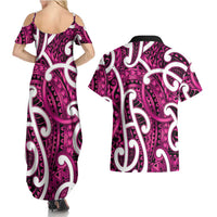 Aotearoa Maori Kowhaiwhai Couples Matching Summer Maxi Dress and Hawaiian Shirt Mawhero Puhoro and Patiki LT9 - Polynesian Pride