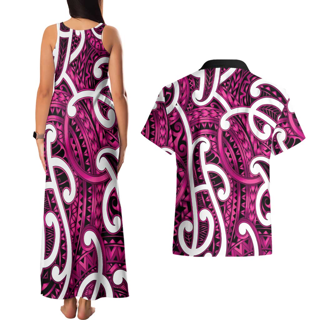 Aotearoa Maori Kowhaiwhai Couples Matching Tank Maxi Dress and Hawaiian Shirt Mawhero Puhoro and Patiki LT9 - Polynesian Pride