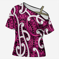 Aotearoa Maori Kowhaiwhai Cross Shoulder Shirt Mawhero Puhoro and Patiki